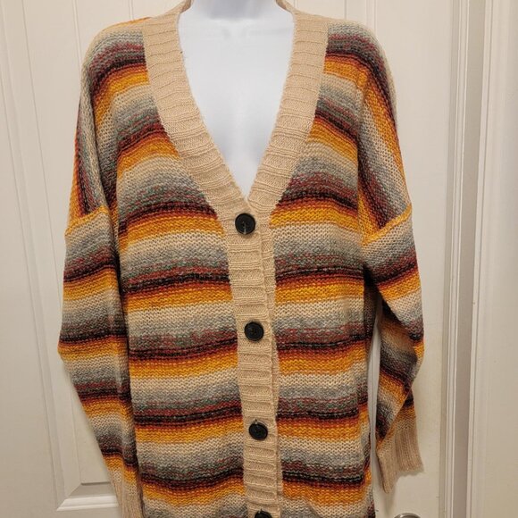 NWT Easel Los Angeles Wool Blend Striped Cardigan - Small - Picture 1 of 11